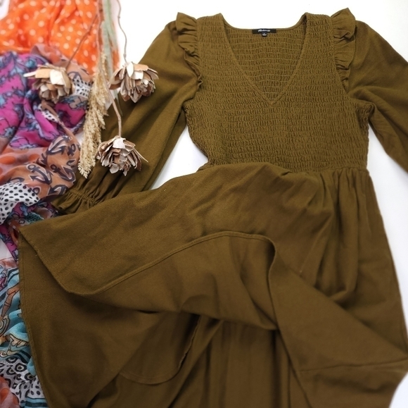 Madewell Dresses & Skirts - New Madewell Olive Fit Flare Dress Size S